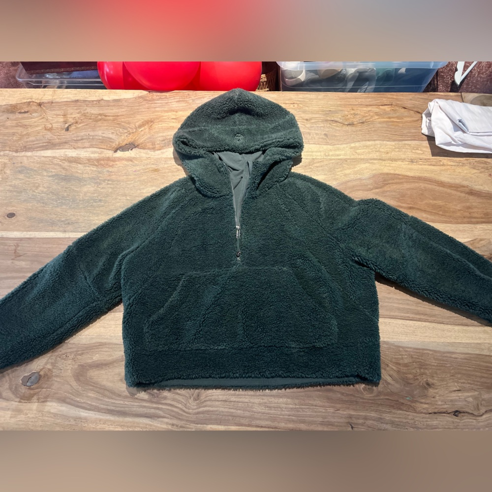 Lulu Lemon dark Forrest fleece cropped scuba hoodie M L
